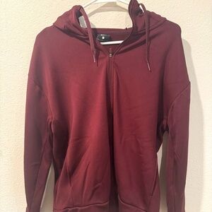 Red Nike Training Zip Up Plain Hoodie